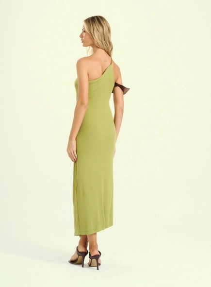 vestido midi um ombro open