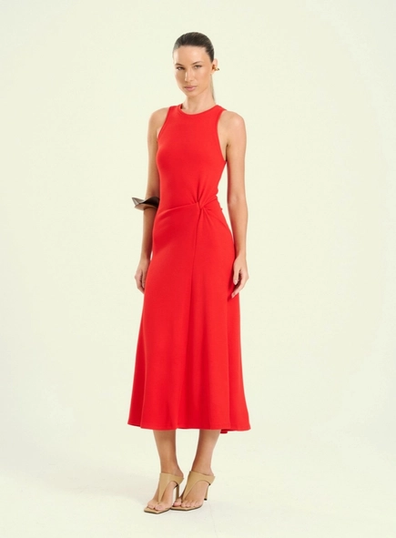 vestido midi malha evasê open