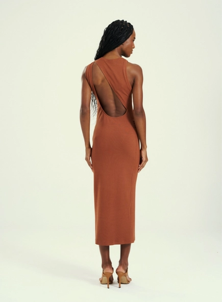 vestido midi drapeado esfera open