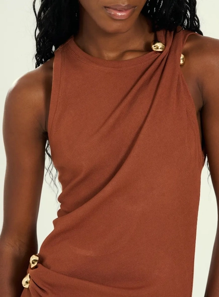 vestido midi drapeado esfera open