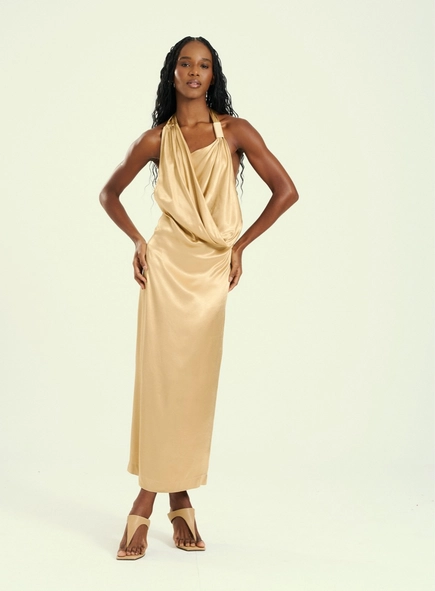 vestido midi acetinado open