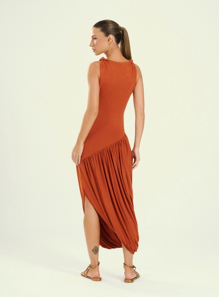vestido midi alça torcida open