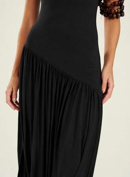 vestido midi alça torcida open