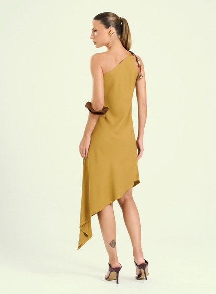 vestido midi um ombro assimétrico open
