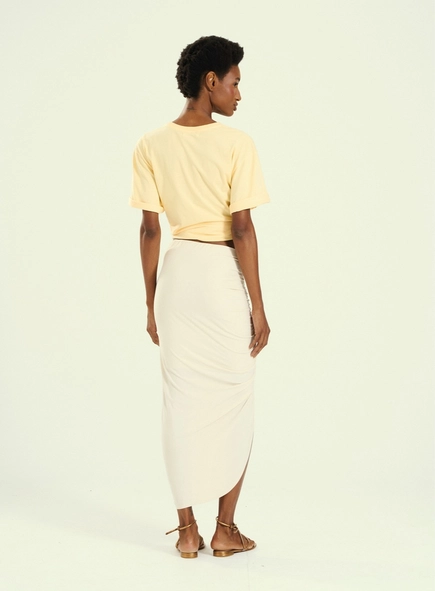 saia midi drapeado lateral open