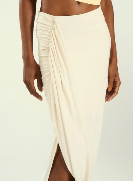 saia midi drapeado lateral open