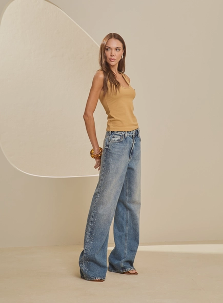 calça jeans new com aplicação forum