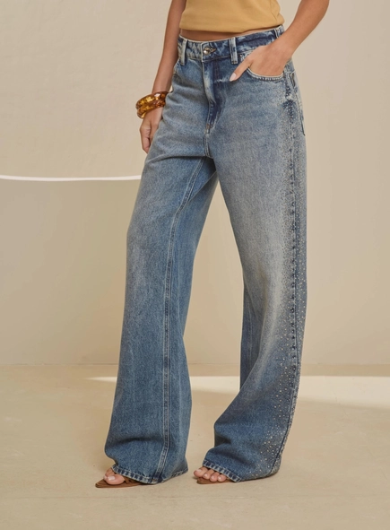 calça jeans new com aplicação forum