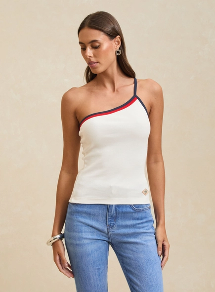 blusa canelada navy um ombro forum
