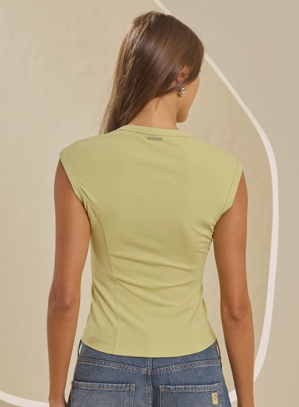 blusa sem manga canelado premium forum