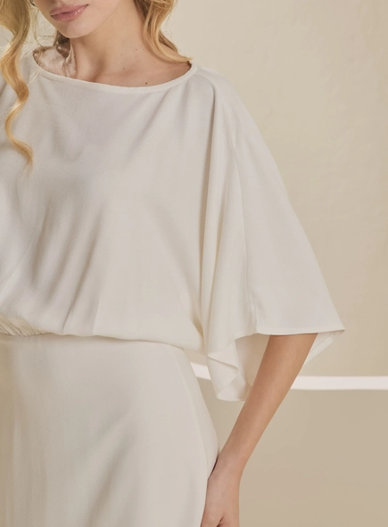 vestido midi blusado assimétrico forum