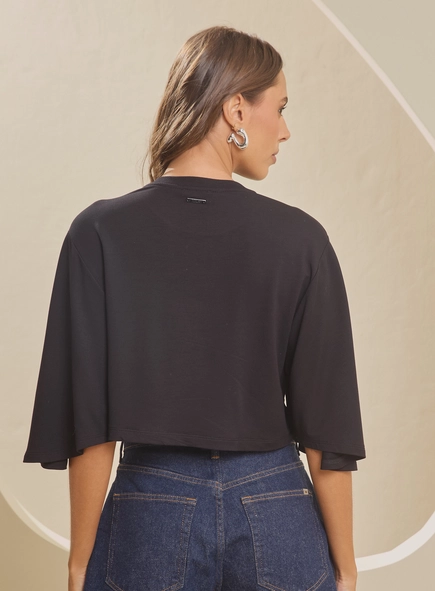 camiseta cropped visco manga ampla forum