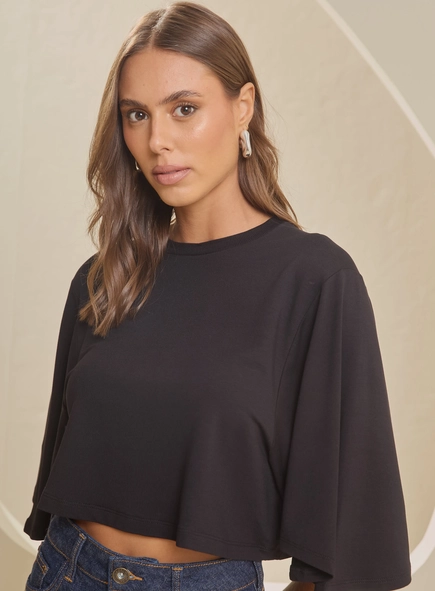 camiseta cropped visco manga ampla forum