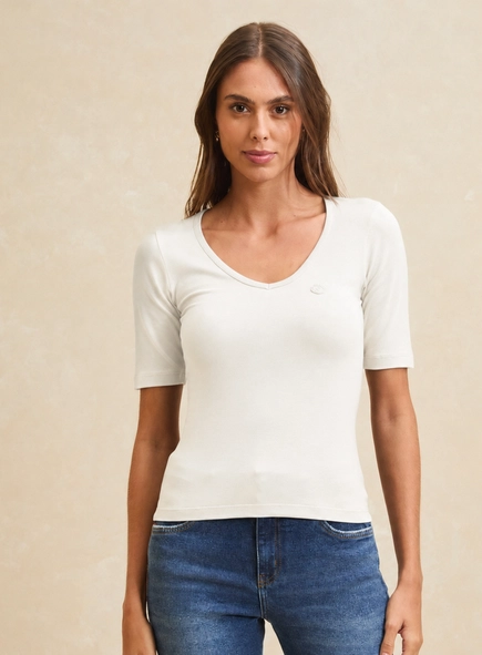 blusa decote v cotton forum