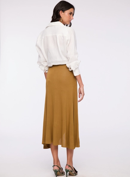 saia midi pala franzida animale