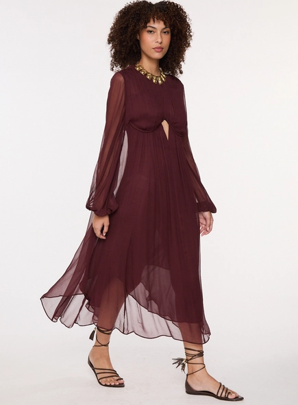 vestido midi ml recorte busto animale