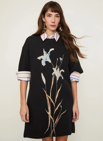 vestido curto malha flor animale