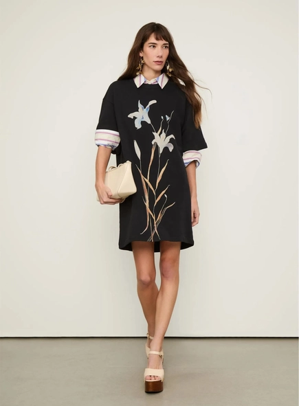 vestido curto malha flor animale