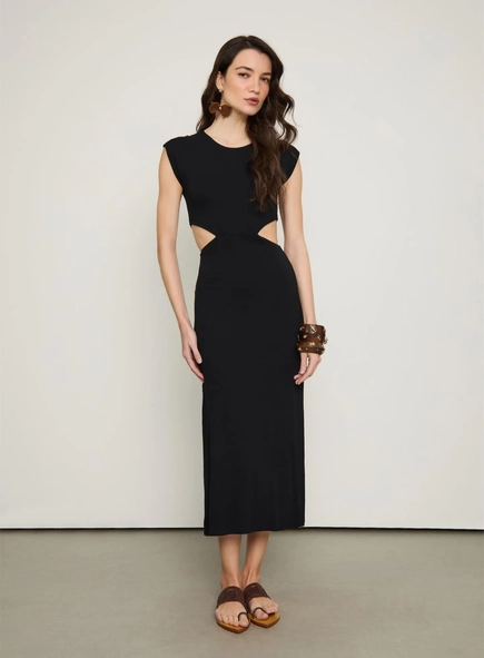 vestido midi recorte lateral animale