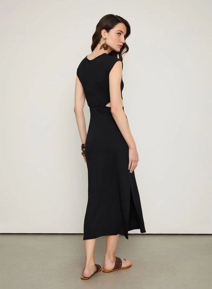 vestido midi recorte lateral animale