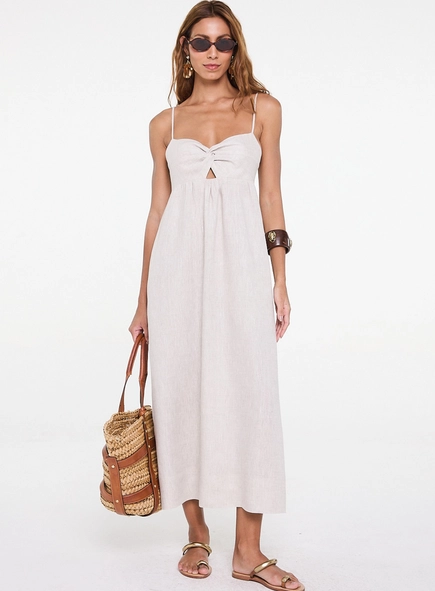 vestido midi puro linho animale
