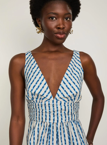 vestido midi pala franzida loc selvatica animale