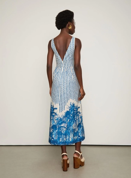 vestido midi pala franzida loc selvatica animale