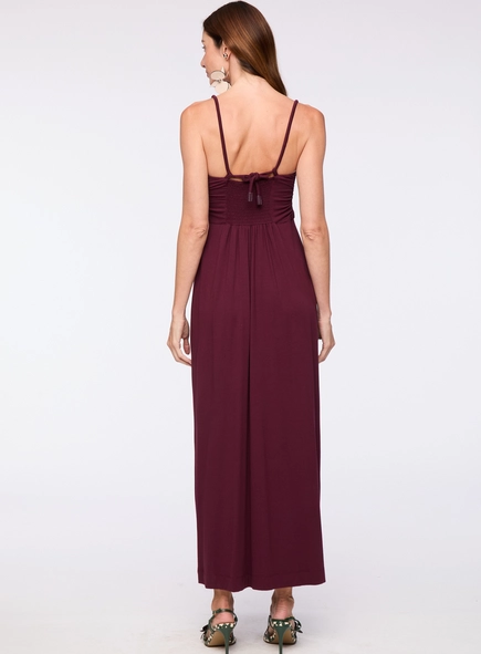 vestido midi busto franzido animale