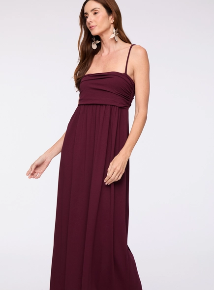 vestido midi busto franzido animale