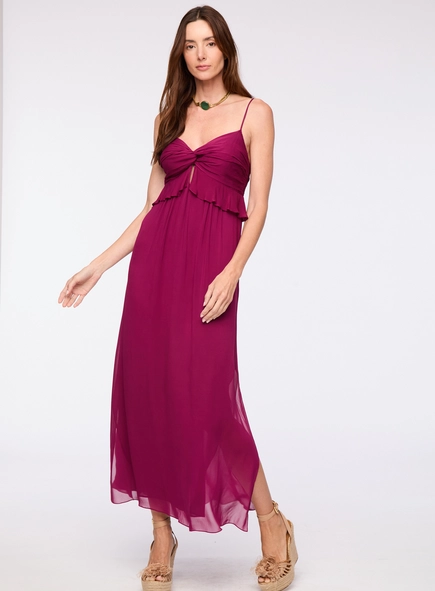 vestido midi crepe det busto animale