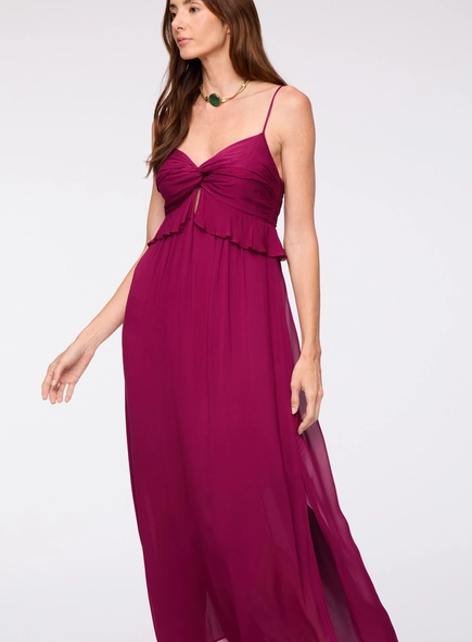 vestido midi crepe det busto animale