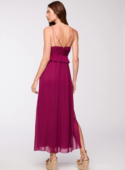vestido midi crepe det busto animale