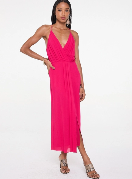 vestido midi transpasse animale