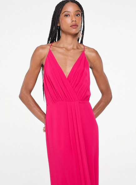 vestido midi transpasse animale