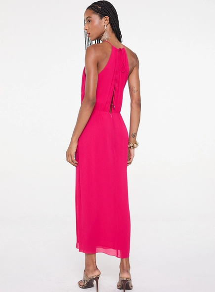 vestido midi transpasse animale