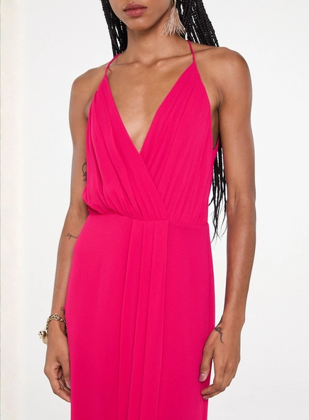 vestido midi transpasse animale