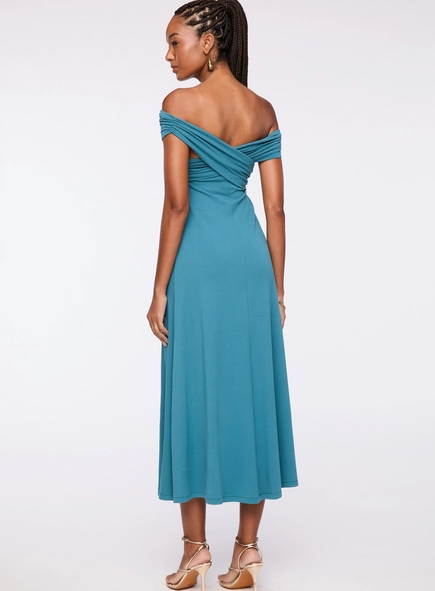 vestido midi busto transpassado animale