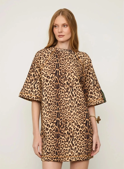 vestido curto moletom onça animale