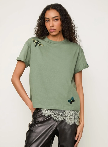 camiseta bordada insetos animale