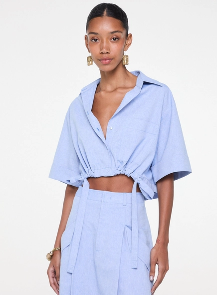 camisa rolotes cropped animale
