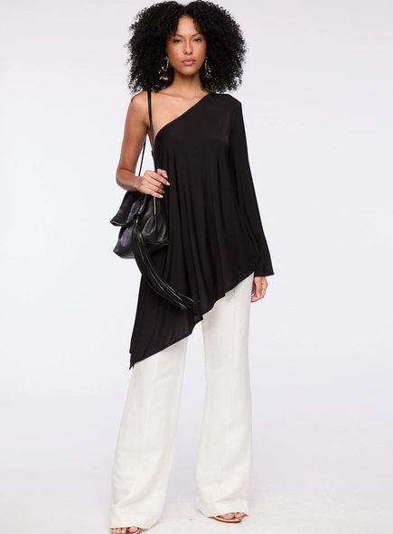 blusa ponta um ombro jersey animale