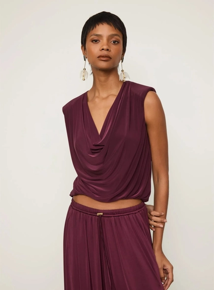 blusa decote degage animale