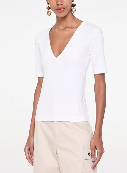 blusa tee manga média decote v animale