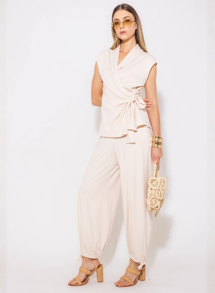 blusa transpassada malha crepe borda barroca