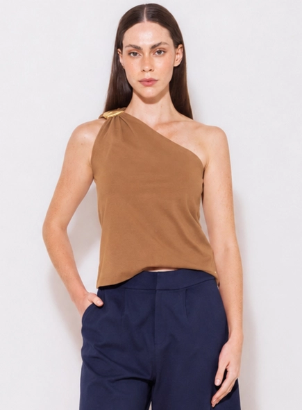 blusa um ombro fitt borda barroca