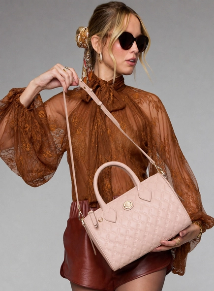 bolsa victor hugo siena vh elos couro blush nude