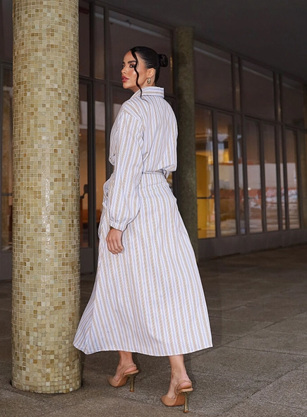conjunto saia e camisa listras grécia