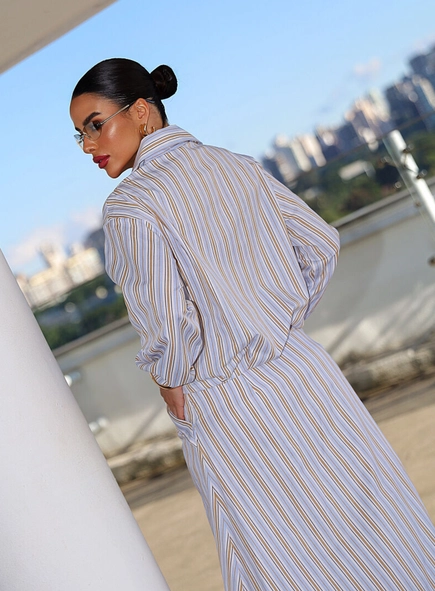 conjunto saia e camisa listras grécia