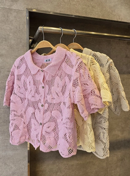 blusa polo crochê sunny