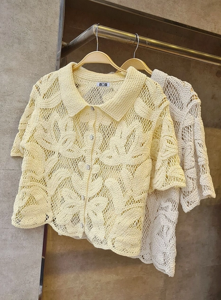 blusa polo crochê sunny